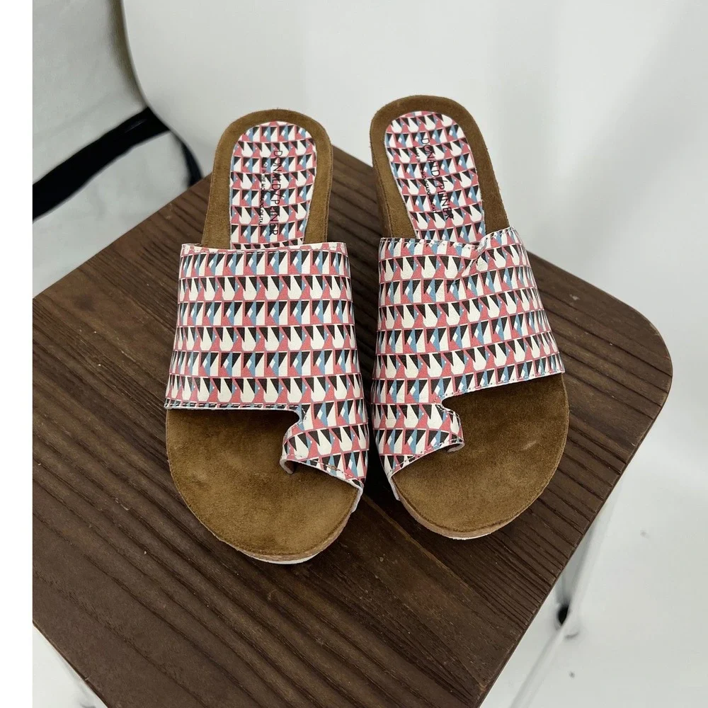Donald Pliner Ginie-08 Geo Jungle Print Wedge Sandals, Size 7.5 — NWT